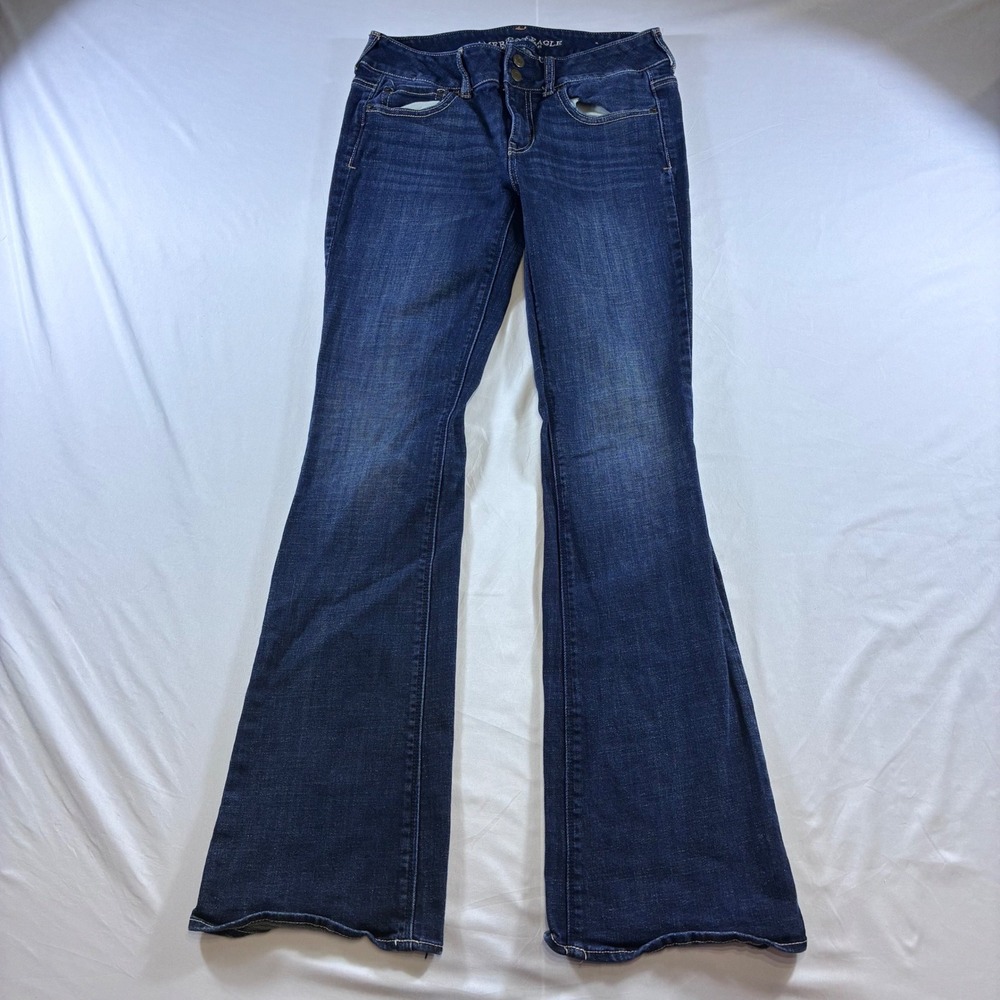 American Eagle Artist Stretch Flare Jeans Dark Wash Y2K VTG 8 Long